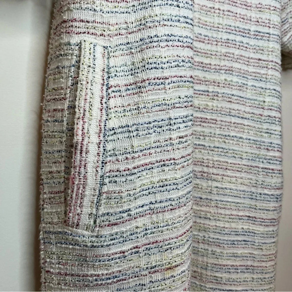 LOFT Colorful Boucle Tweed Puff Sleeve Shift Dress - Picture 4 of 9